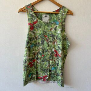 On the Byas Tropical Tank Top Mens Medium Green Leafs Resort Vacay